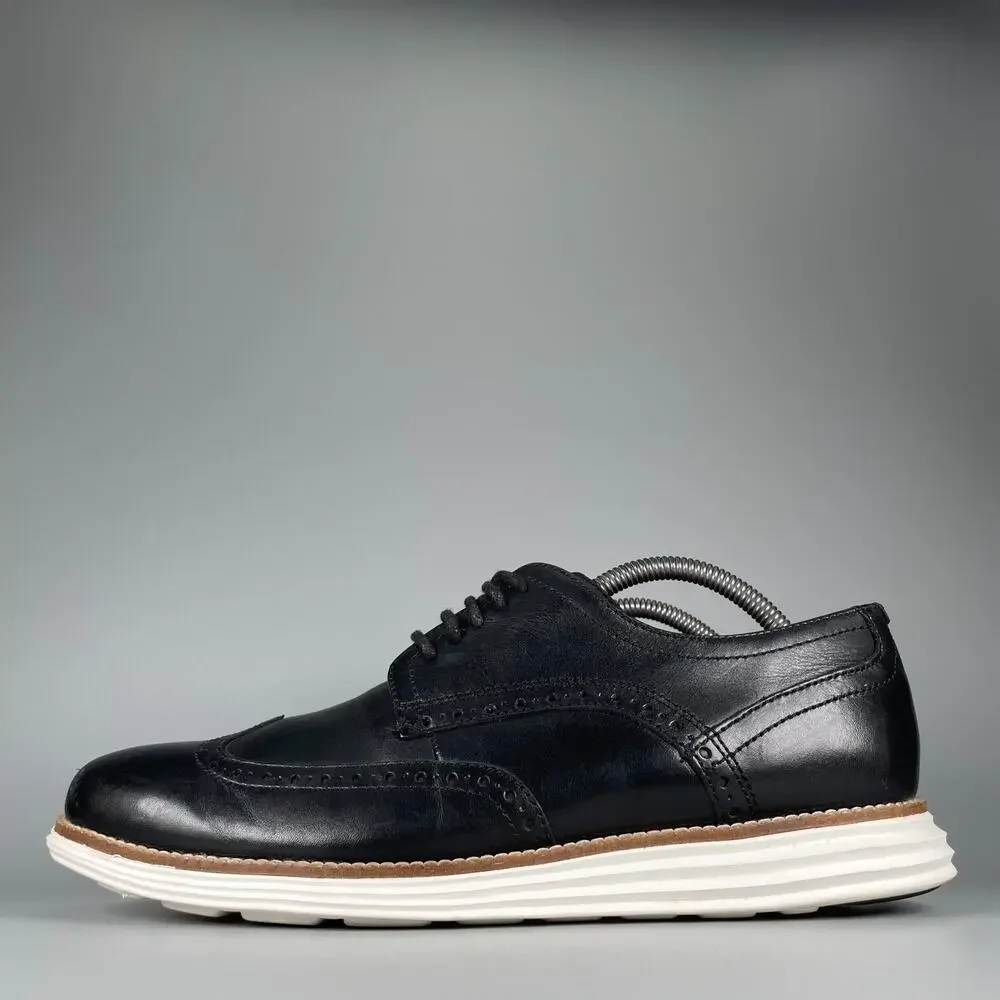 Cole Haan OriginalGrand Men's 9.5 M Black White Wingtip Oxford Casual Dress Shoe